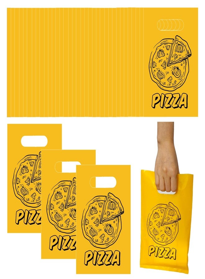 PIBIPAID 50 Pizza Goodie Bags Party Favors -Food Themed Plastic Party Supplies Candy Bag Sport Birthday Baby Shower Party Decorations Bag - Image 1